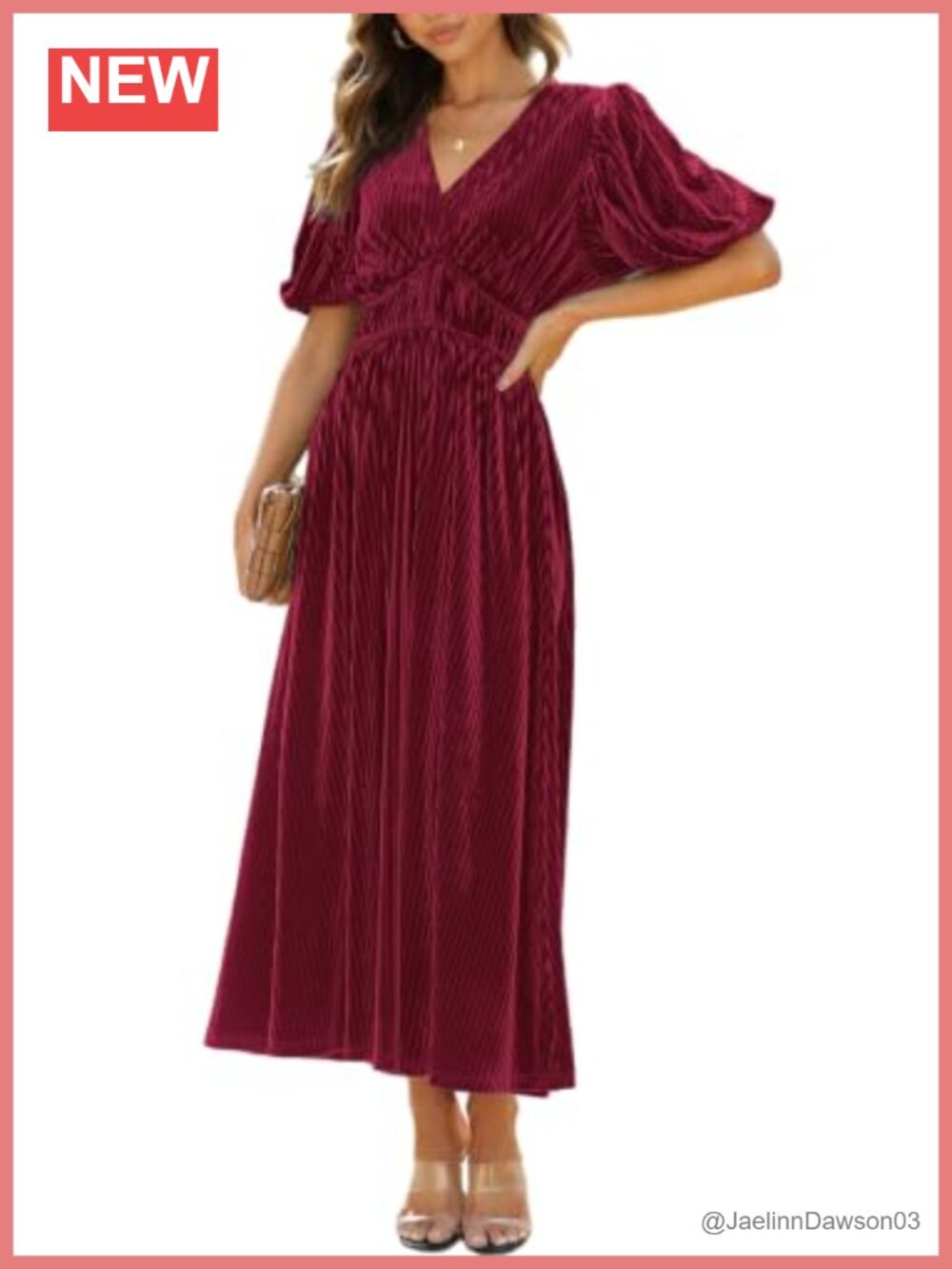 Women's Velvet Maxi Dress V-Neck Puff Sleeve Formal Wedding Guest Gown